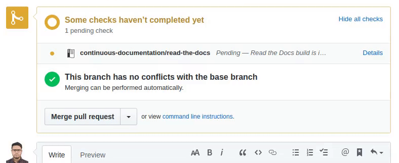 GitHub Build Status Reporting for Pull Requests.